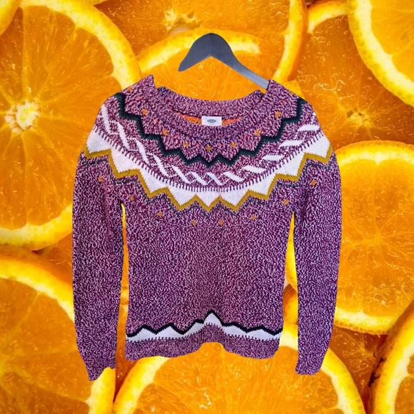 Old Navy Purple, White and Black Design‎ Sweater Size Small - Picture 1 of 6